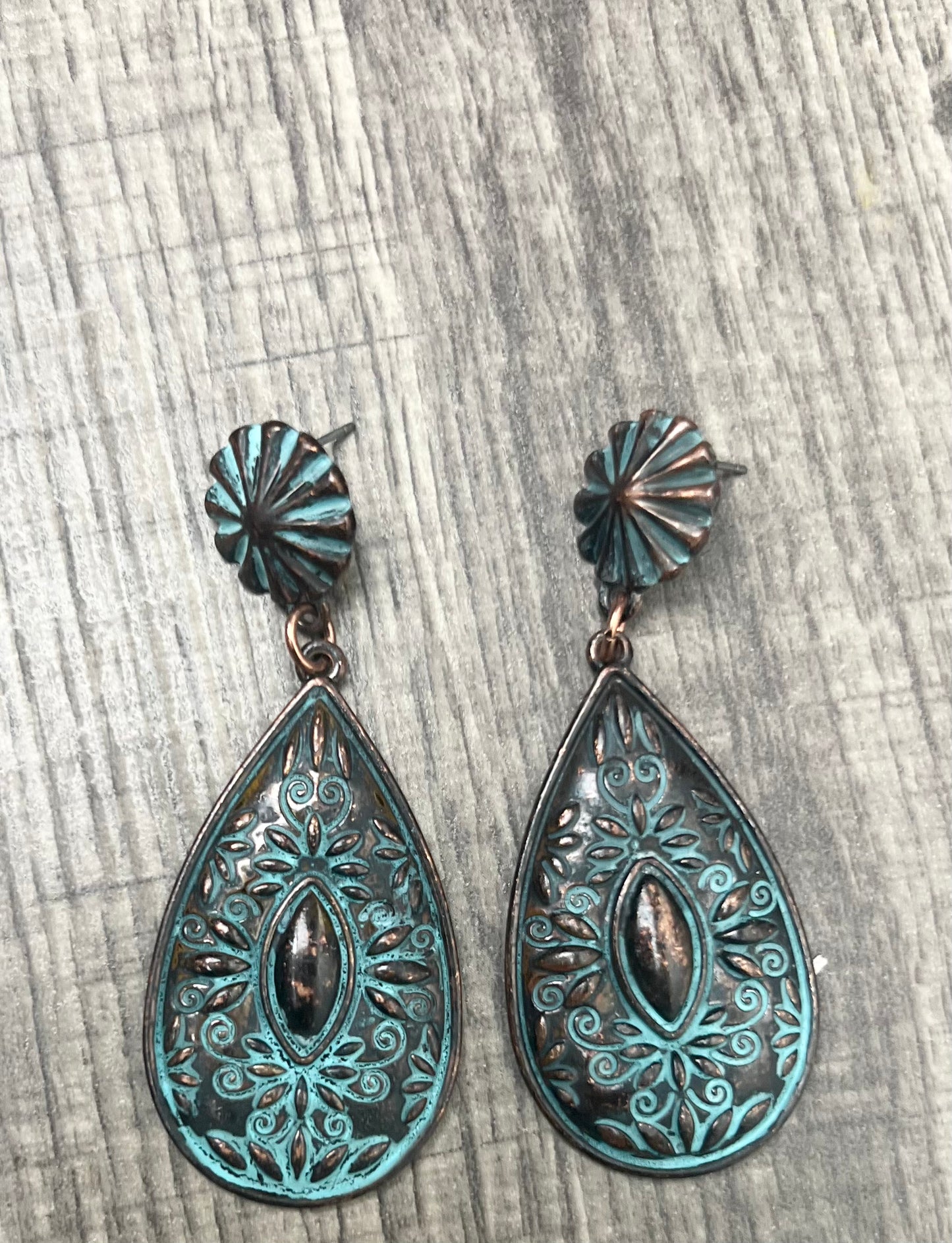 Teardrop Hammered Brass Earrings