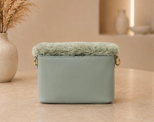 Eucalyptus Princess Mini Handbag with Fuzzy Handle
