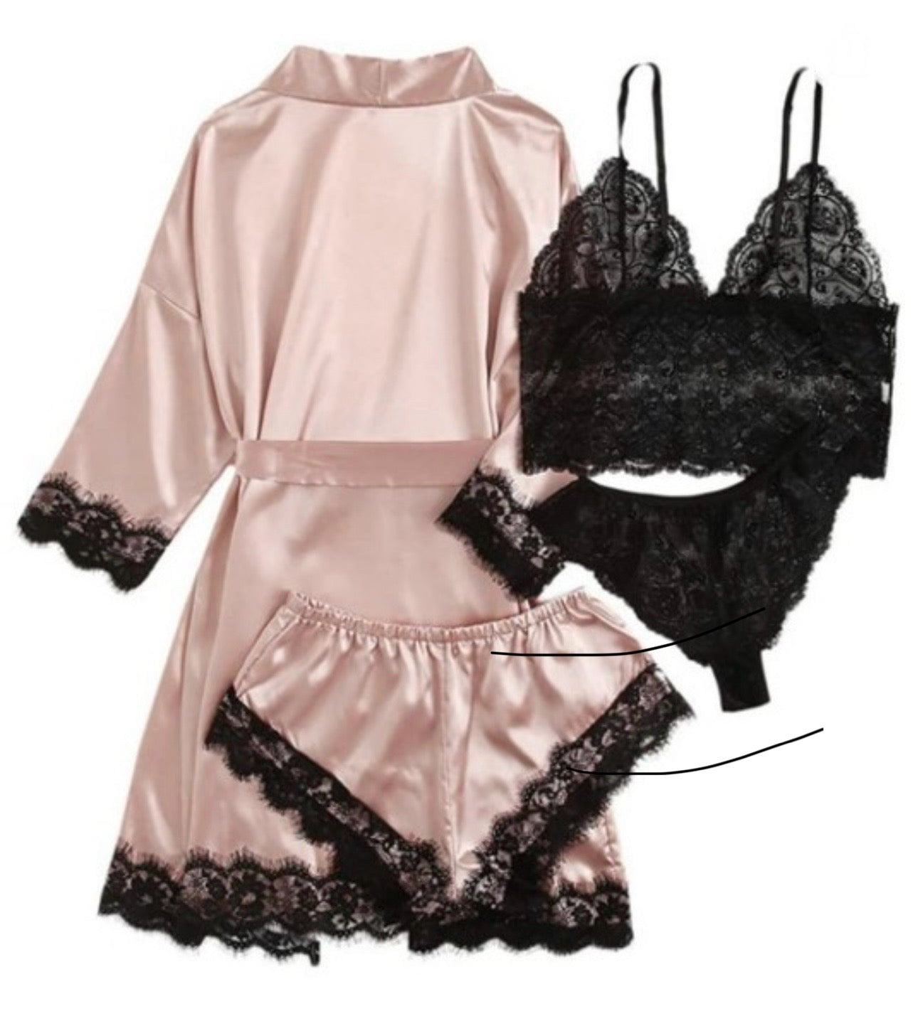 4-Piece Pink Lingerie Combo