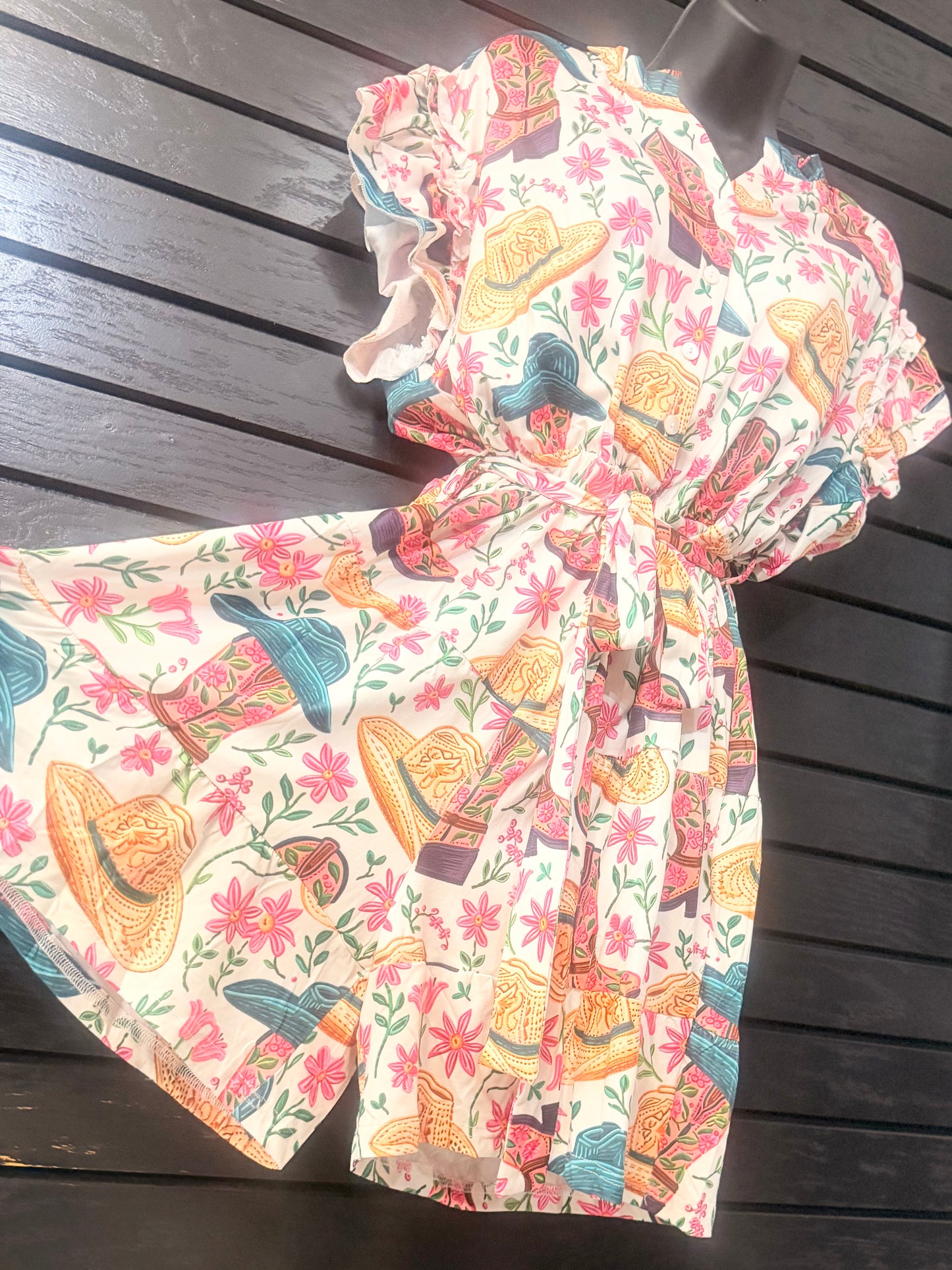 Rodeo Ready Belted Shorts Romper