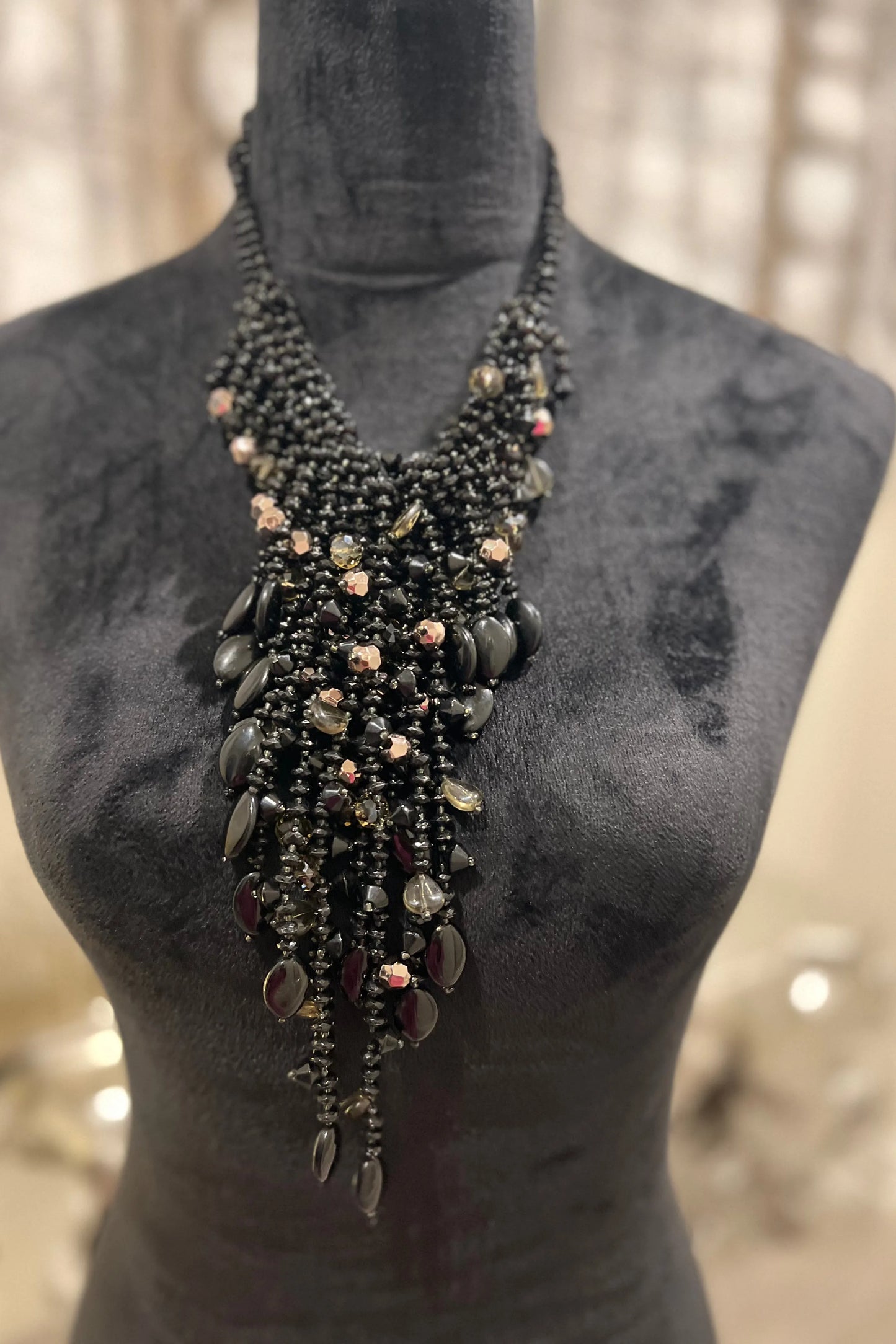 Clustered Black Beauty Necklace