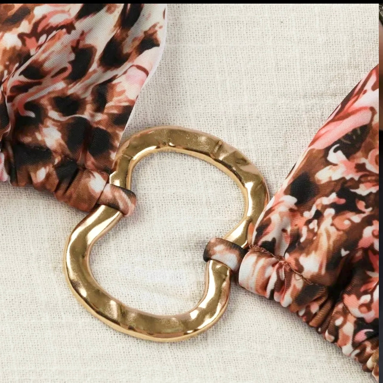 PLAYFUL FLORAL BIKINI WITH GOLD ACCENTS