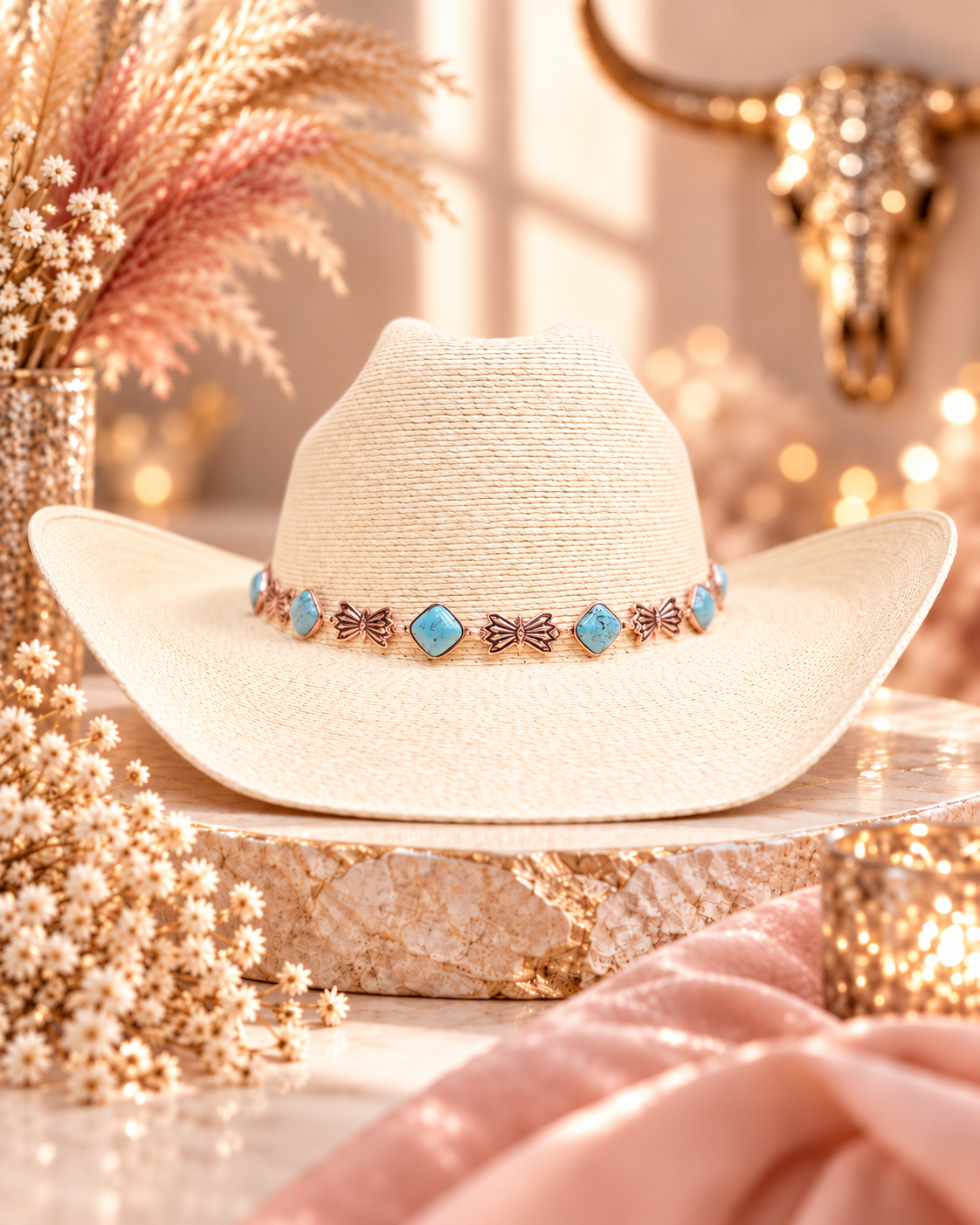 Linked Up In Turquoise Western Hat Band-Posh Adara