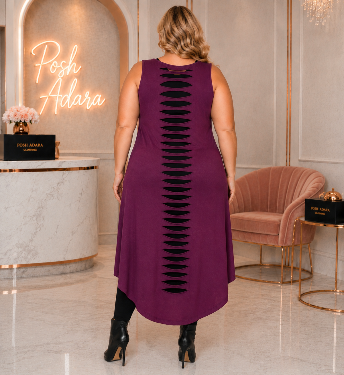 Playful in Purple Hi/Lo Shredded Shirt