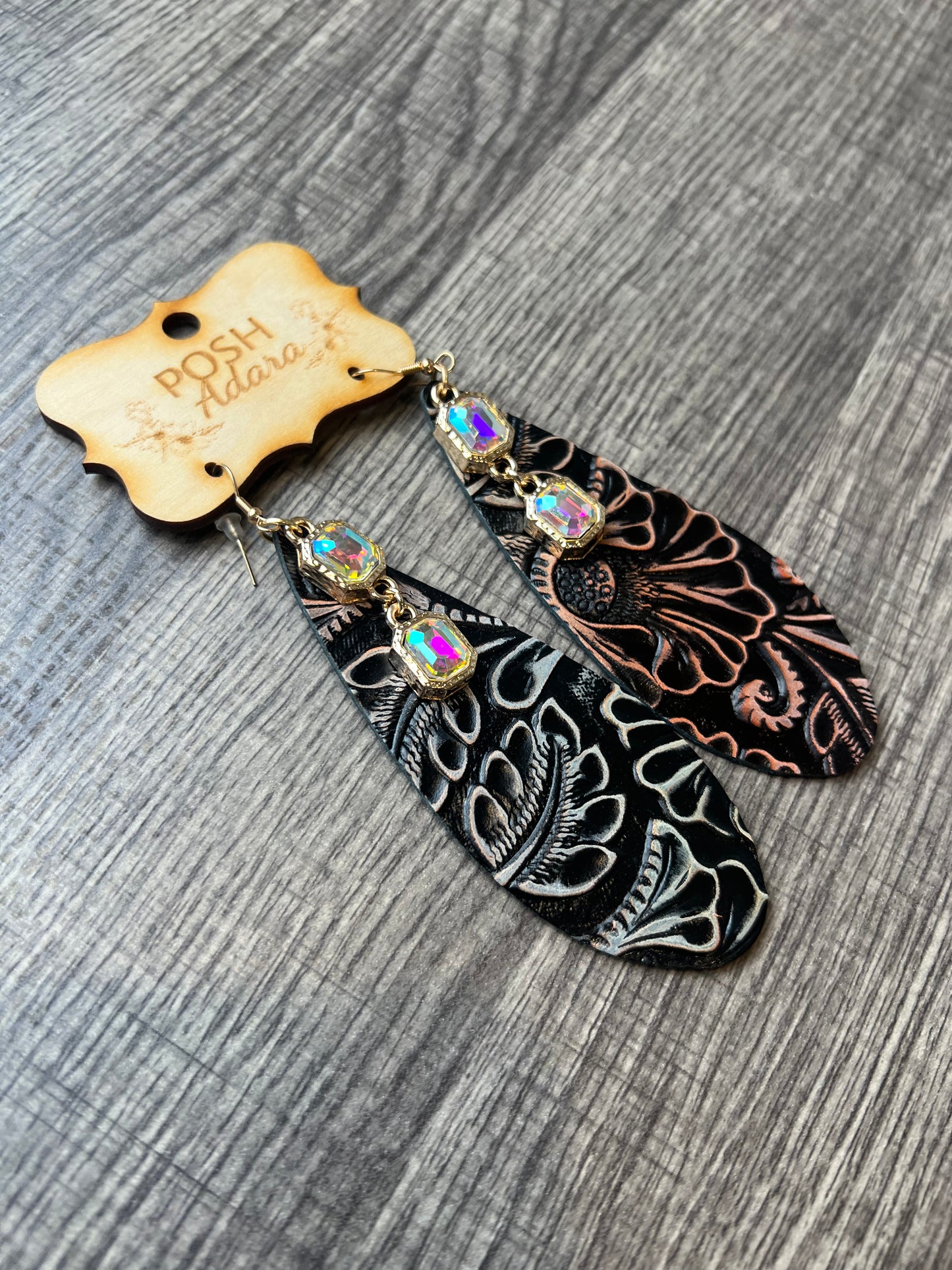 Teardrop Paisley Print & Bling Earrings