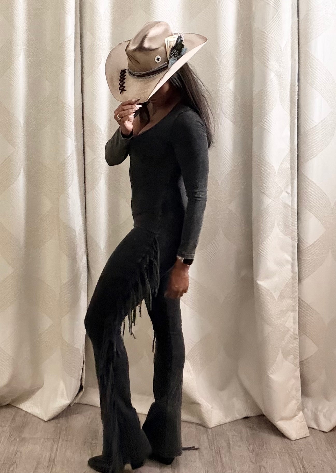 Mineral Wash Fringe & Flare Jumpsuit