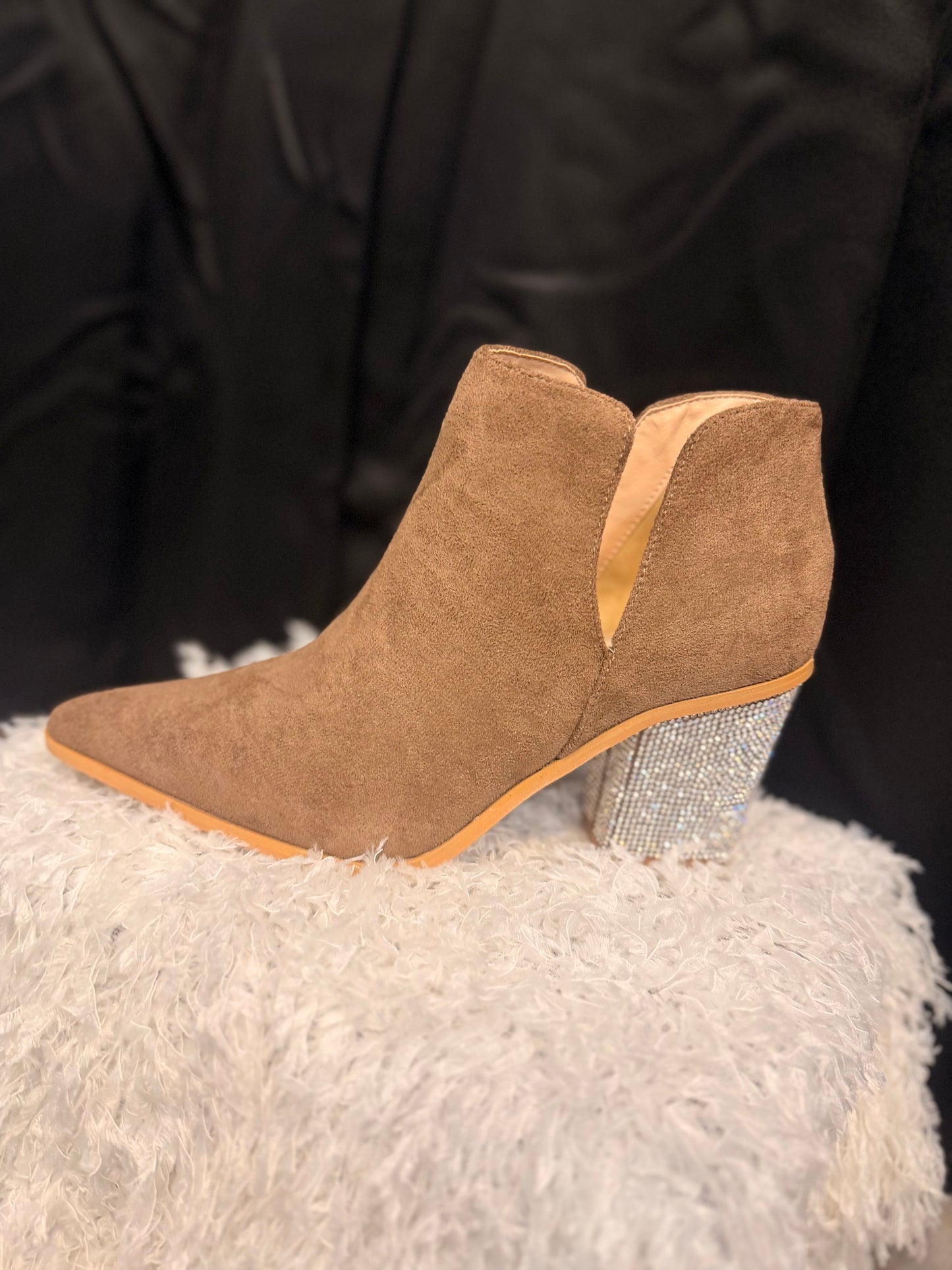Bling Block Heel Bootie