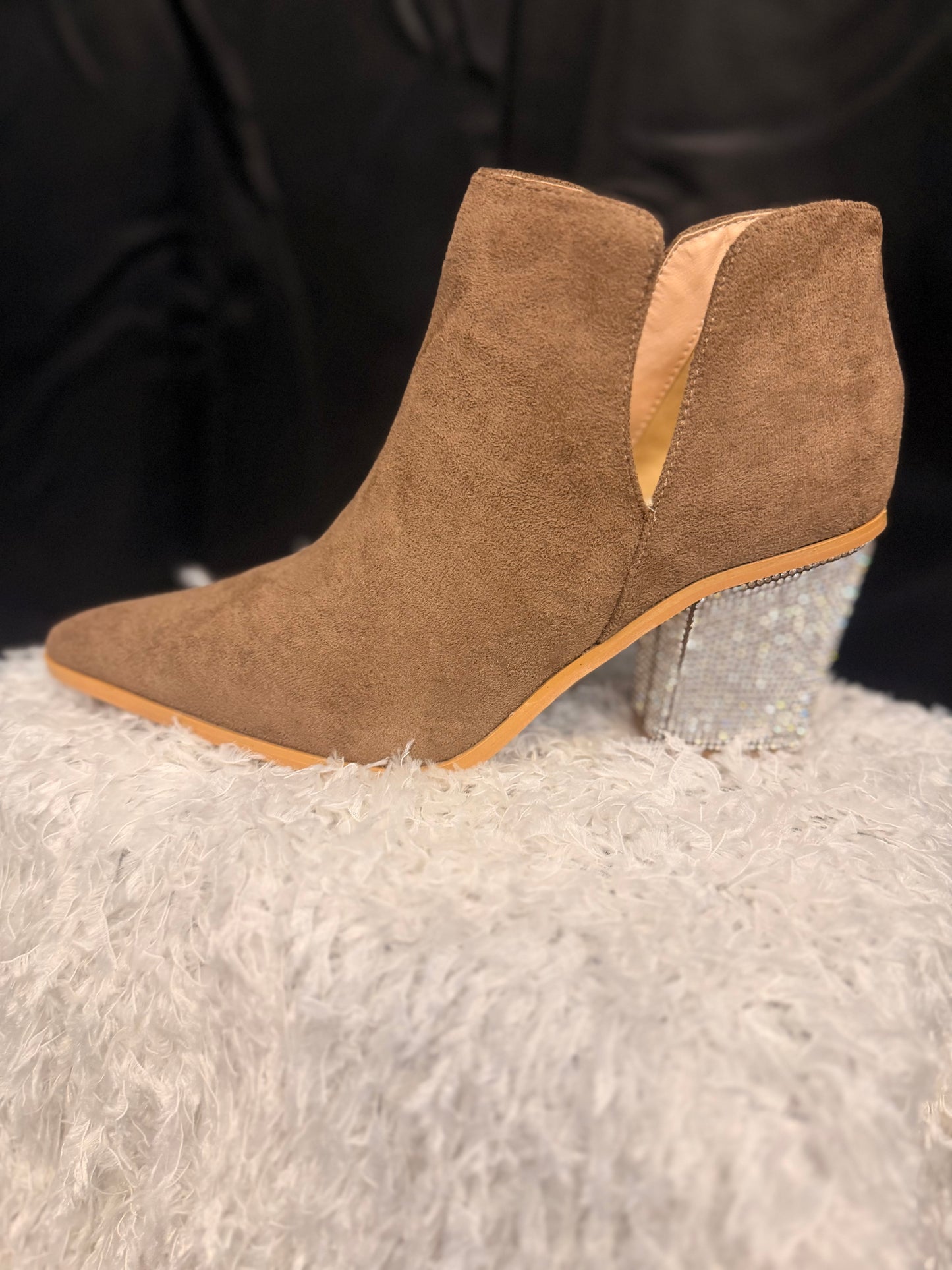 Bling Block Heel Bootie