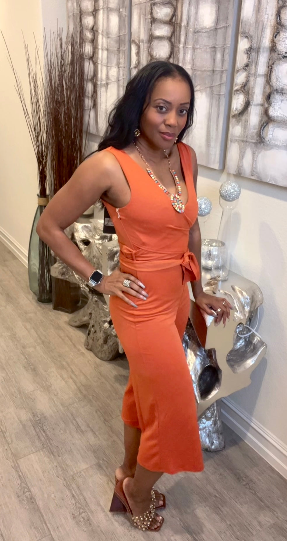 Be A Baddie Wrap Front Capri Romper