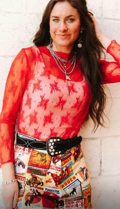 Madley in Lace Sheer Long-Sleeve Top