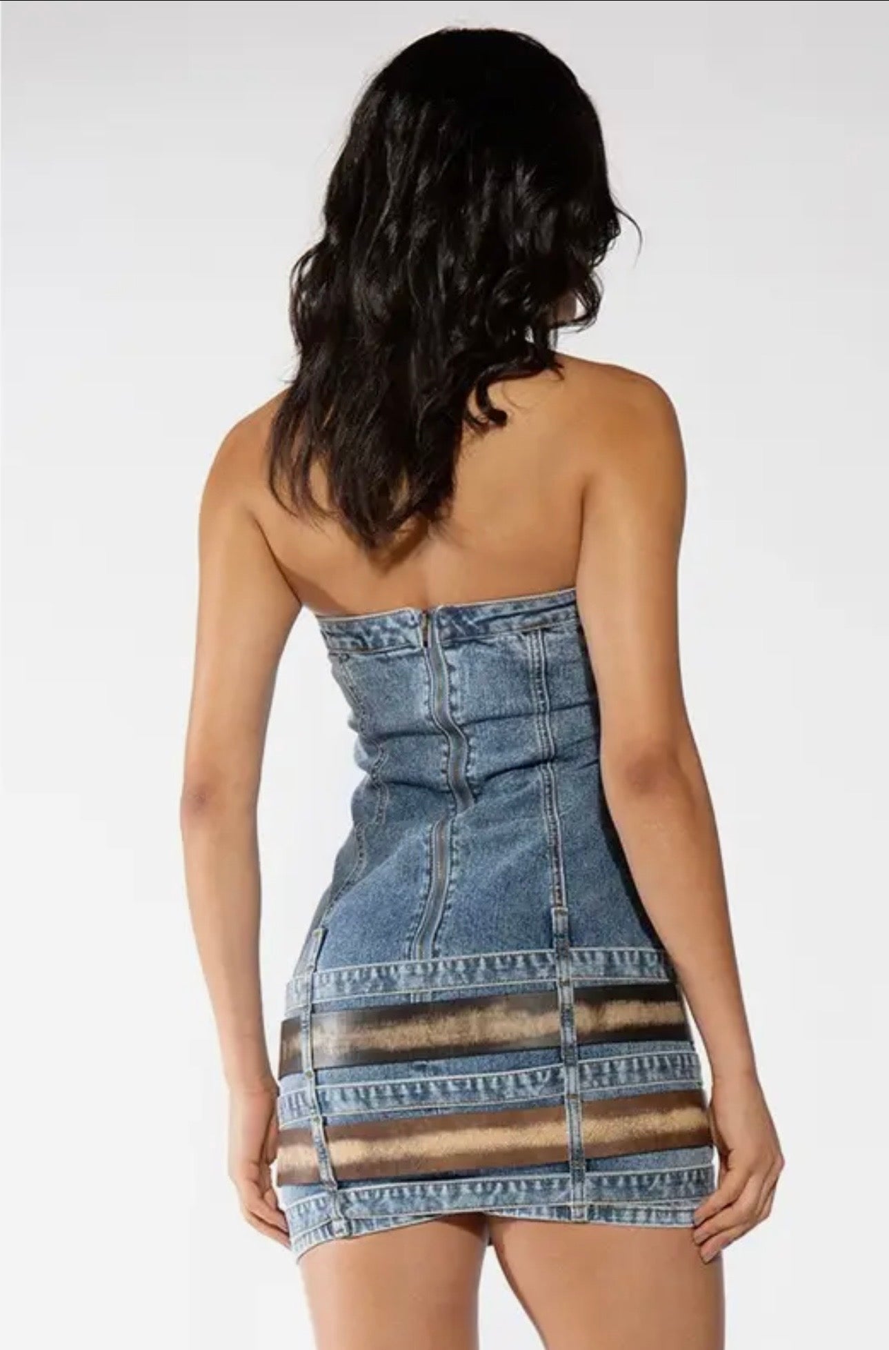 Buckle Up Baby Denim Strapless Dress