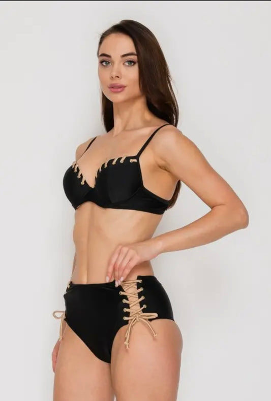 EYELET LACE HIGH WAIST BIKINI