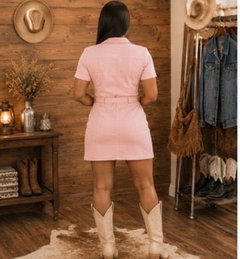 Pink Denim Mini Dress
