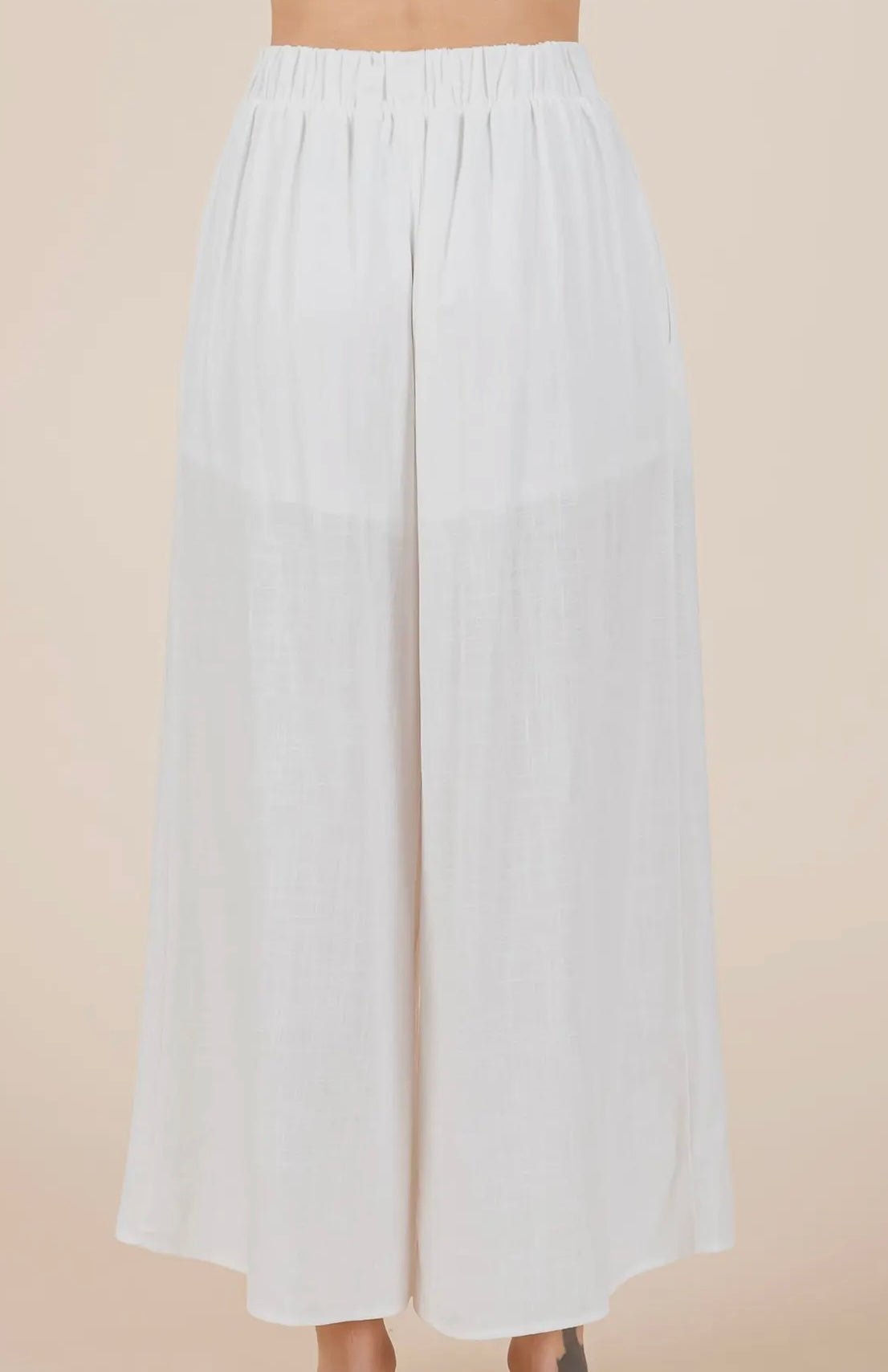 WHITE TWO-PIECE PALAZO PANTS SET-PLUS