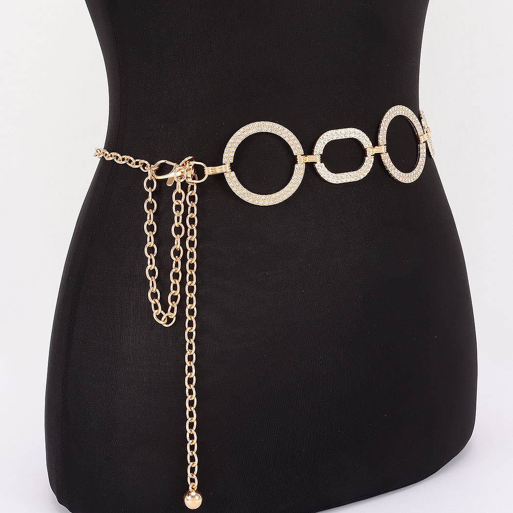 Hoops & Loops Rhinestone Chain Belt
