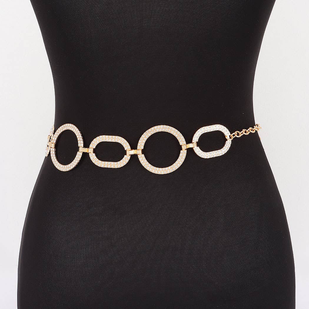 Hoops & Loops Rhinestone Chain Belt